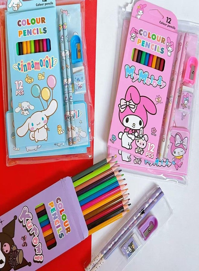 ASFunClub FunClub Stationery Set for Kids Stationary Kit Return Gift School Gifts for Kids School Kit-12Pencil Color Set,2pencil,1Eraser,1Sharpener,1Drawing Book Stationery Item Stationary Gifts-Random Color - Image 2